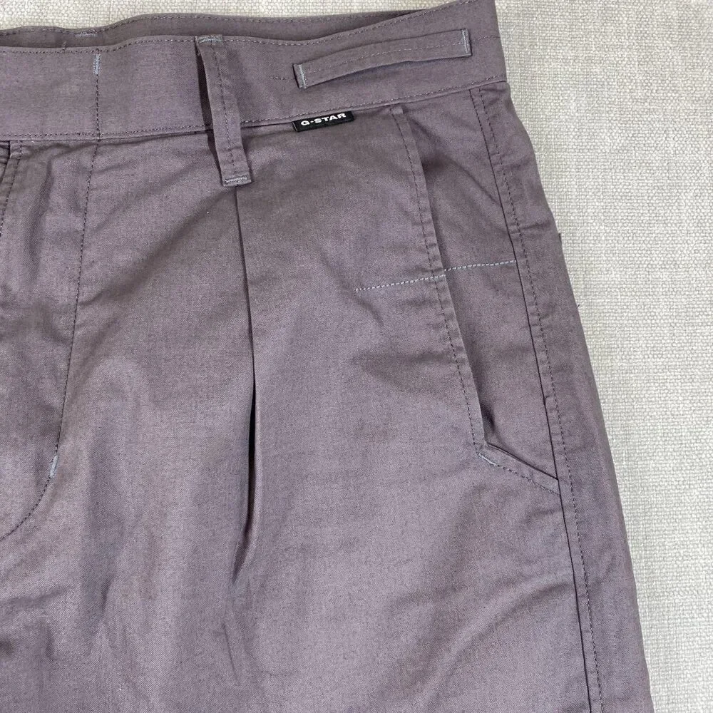 G-Star RAW Pants Mens 34x26 (Tag 34x30) Gray Pleated Work Chino Relaxed Tapered